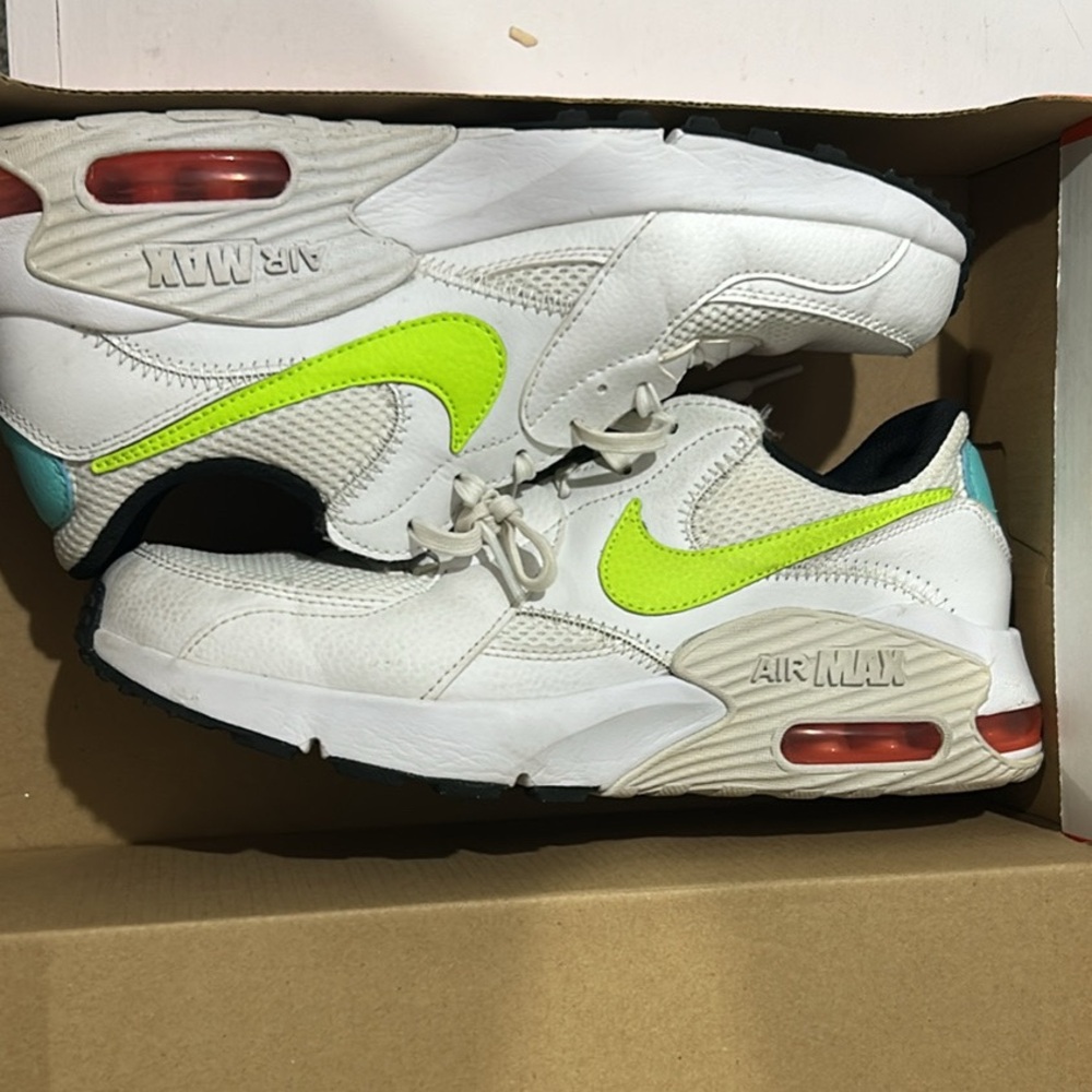 Nike Air Max White and Neon Green Sneakers